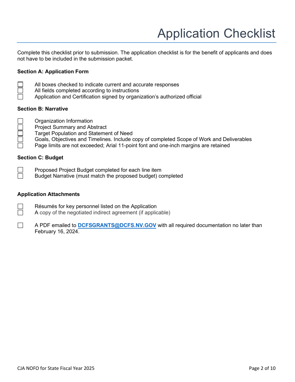 Notice of Funding Opportunity Application - Nevada, Page 2