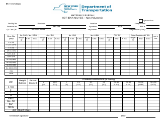Document preview: Form BR-161 Hot Bin Analysis - Non-volumetric - New York