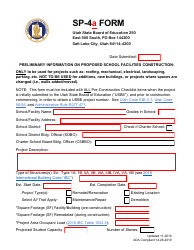 Form SP-4A Preliminary Information on Proposed School Facilities Construction - Utah