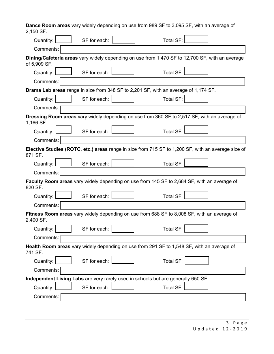 Form SP-5 Right Sizing High School Educational Facilities Form - Utah, Page 3