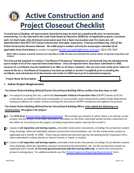 Active Construction and Project Closeout Checklist - Utah