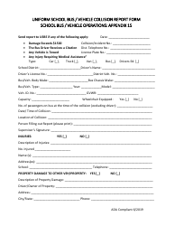 Appendix 15 Uniform School Bus/Vehicle Collision Report Form - School Bus/Vehicle Operations - Utah