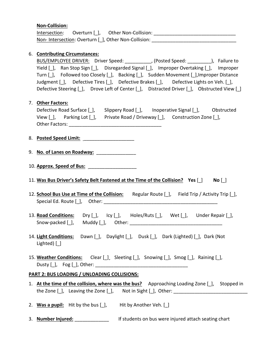 Appendix 15 Uniform School Bus / Vehicle Collision Report Form - School Bus / Vehicle Operations - Utah, Page 3