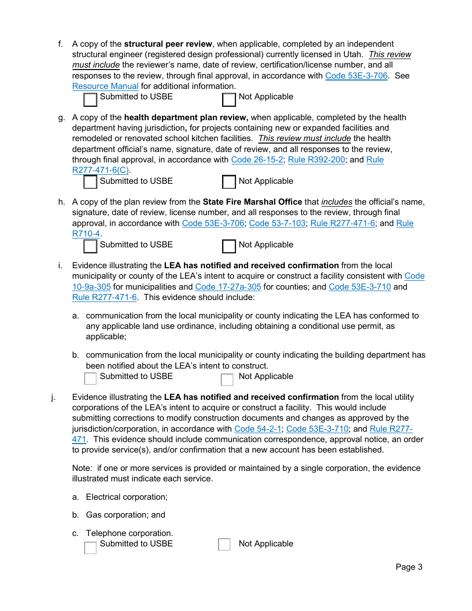 Pre-construction Checklist - Utah, Page 3