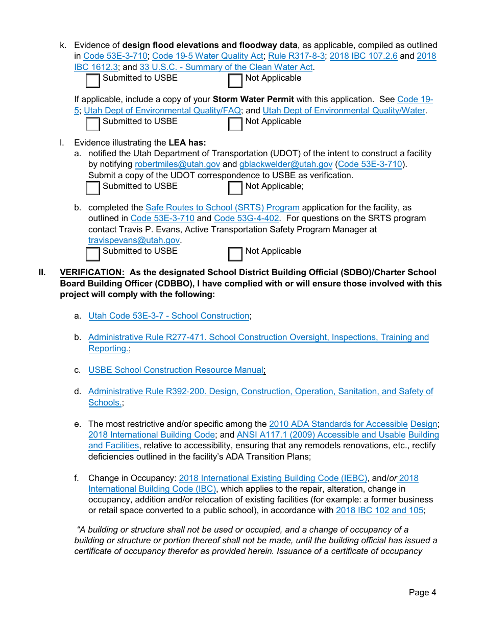 Pre-construction Checklist - Utah, Page 4