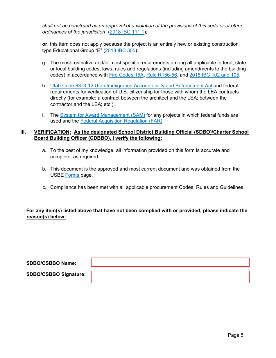 Pre-construction Checklist - Utah, Page 5