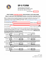 Document preview: Form SP-5 Right Sizing Charter School Educational Facilities Form - Utah