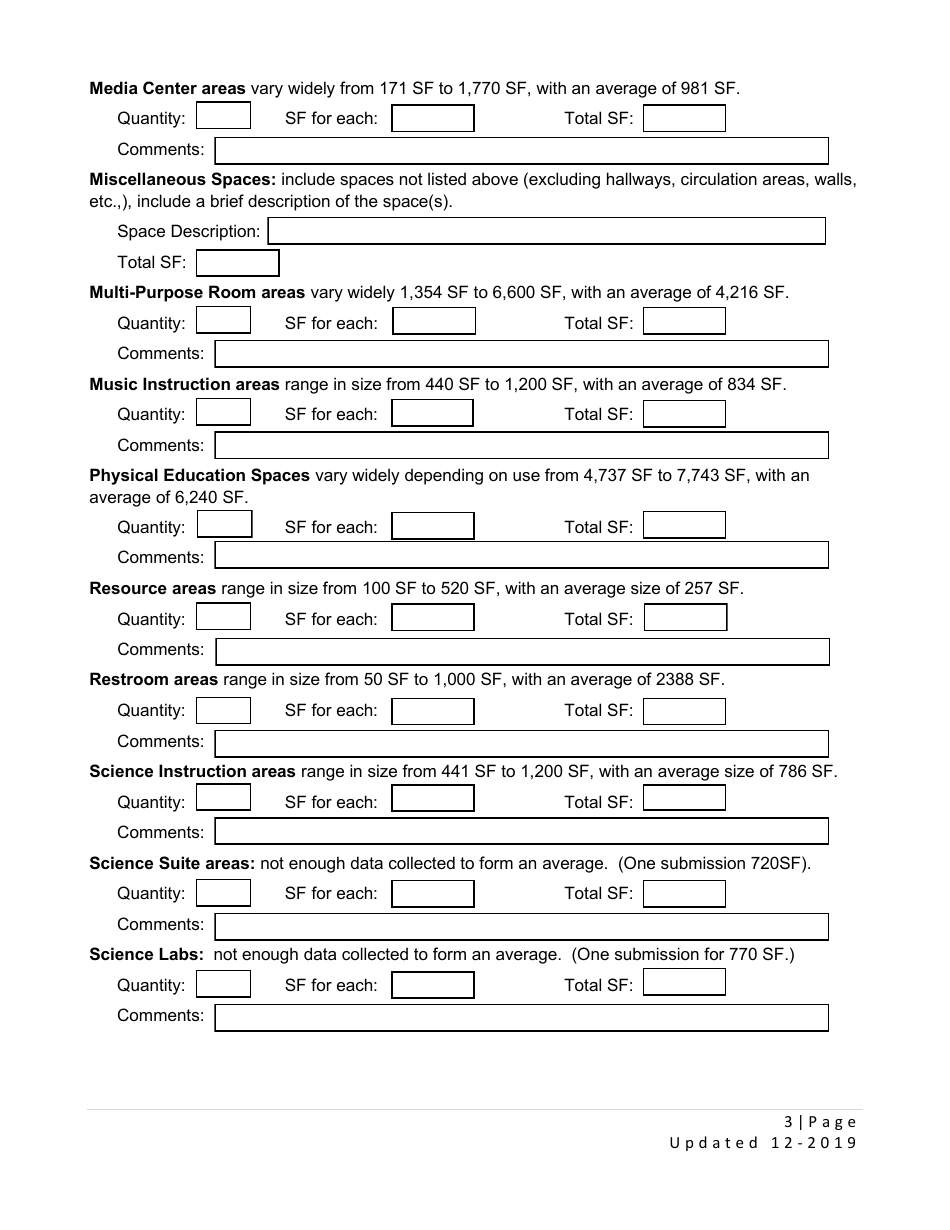 Form SP-5 Right Sizing Charter School Educational Facilities Form - Utah, Page 3