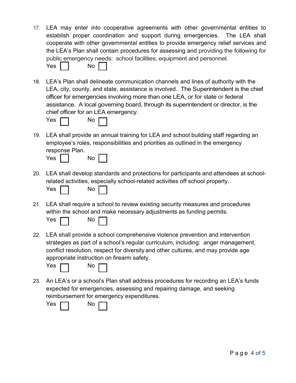 Lea Emergency Compliance and Assurance Form - Utah, Page 4