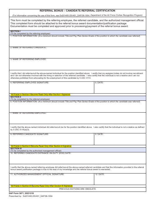 AF Form 3671 Fill Out Sign Online And Download Fillable PDF