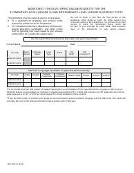 Document preview: Form DET901S Worksheet for Developing Online Requests for the Elementary-Level (Grade 5) and Intermediate-Level (Grade 8) Science Tests - New York