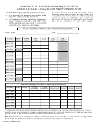 Document preview: Form DET901 ELA/MATH Worksheet for Developing Online Requests for the Grades 3-8 English Language Arts and Mathematics Tests - New York