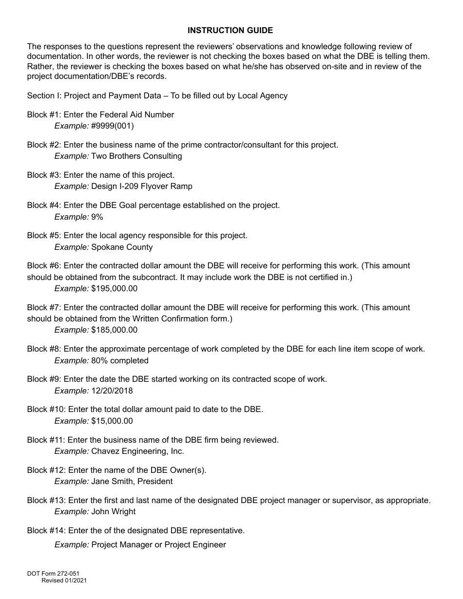 DOT Form 272-051A Local Agency - Dbe / Fsbe Commercially Useful Function on-Site Review for Architect and Engineering / Professional Services - Washington, Page 6
