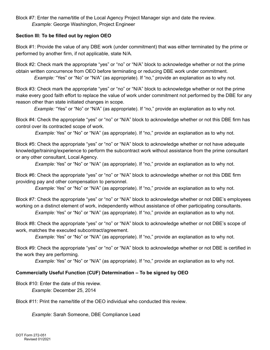 DOT Form 272-051A Local Agency - Dbe / Fsbe Commercially Useful Function on-Site Review for Architect and Engineering / Professional Services - Washington, Page 8