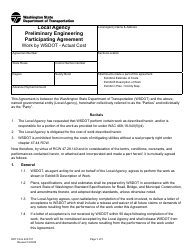Document preview: DOT Form 224-701 Local Agency Preliminary Engineering Participating Agreement - Work by Wsdot - Actual Cost - Washington