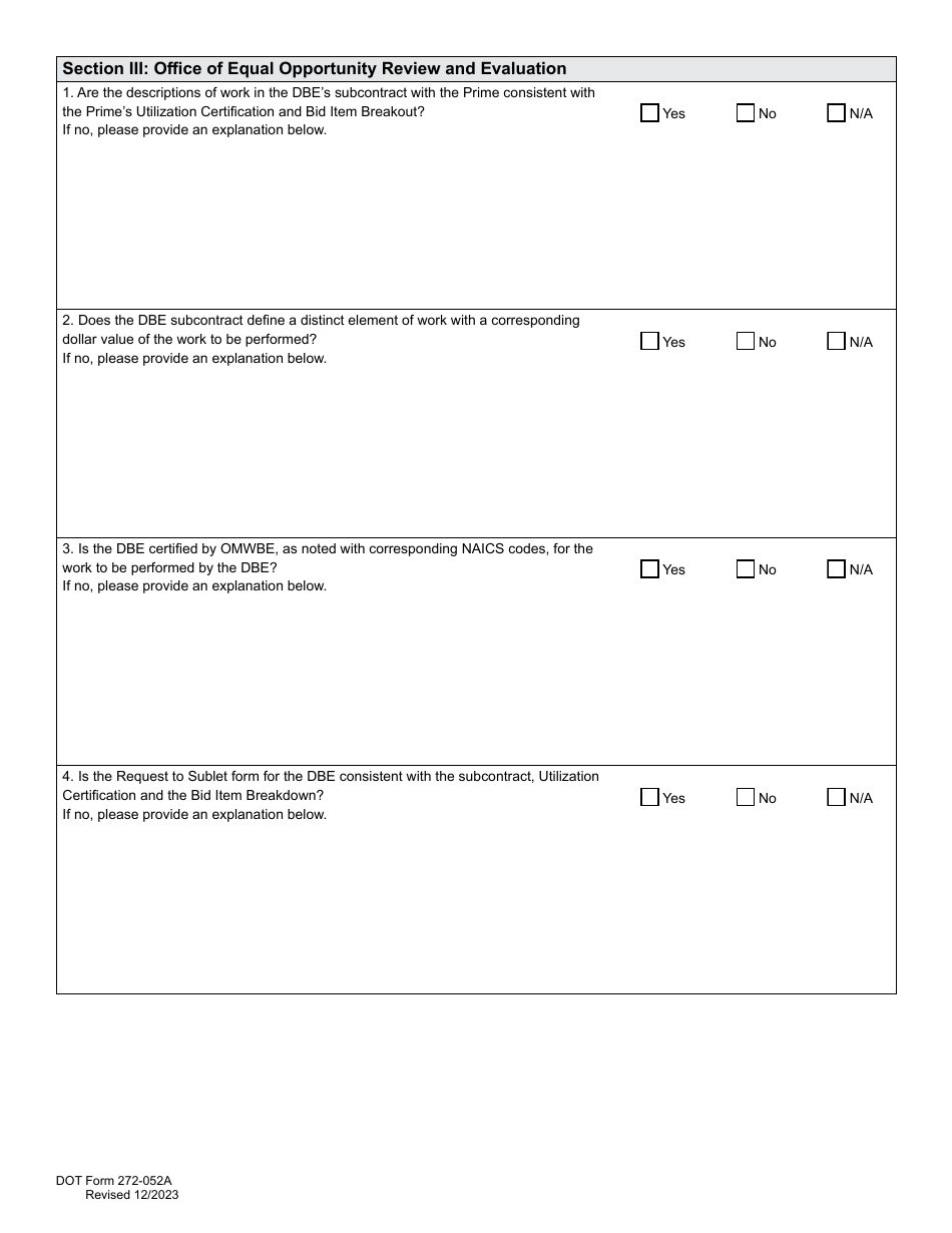 DOT Form 272-052A Local Agency - Dbe / Fsbe Commercially Useful Function on-Site Review for Construction Contractors / Subcontractors - Washington, Page 8