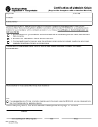 Document preview: DOT Form 350-111 Certification of Materials Origin - Washington