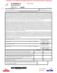 Document preview: Form PA-1000 Schedule A Deceased Claimant and/or Multiple Home Prorations - Pennsylvania, 2023