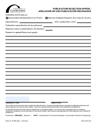 Document preview: Form DOC21-757ES Publication Rejection Appeal - Washington (English/Spanish)