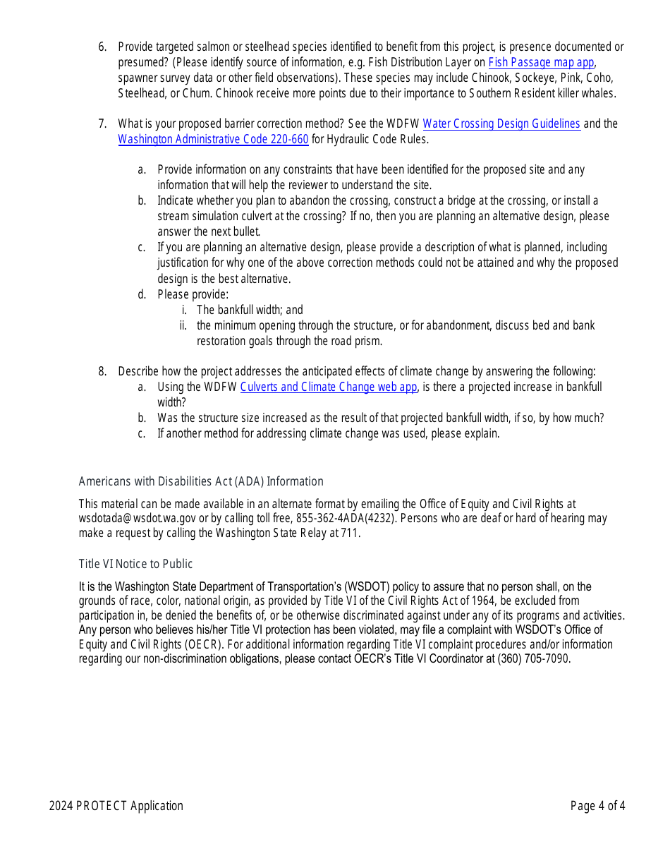Protect Funding Application - Washington, Page 4