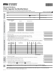 Form CT201 Cigarette Tax Monthly Return - Minnesota Distributors (Periods After Jan. 1, 2024) - Minnesota