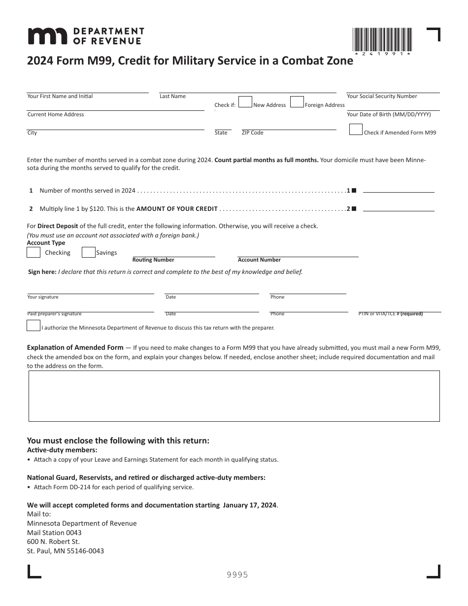 Form M99 Download Fillable PDF or Fill Online Credit for Military ...