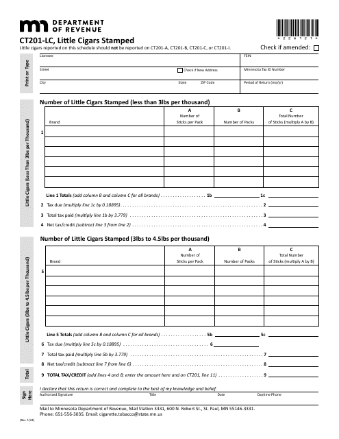 Form CT201-LC  Printable Pdf