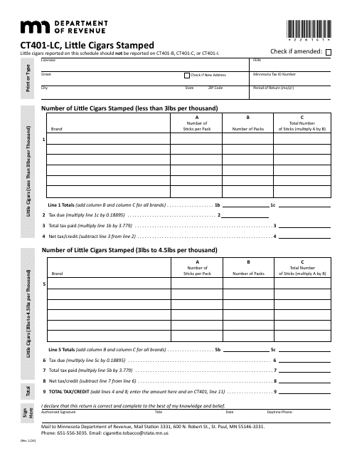 Form CT401-LC  Printable Pdf
