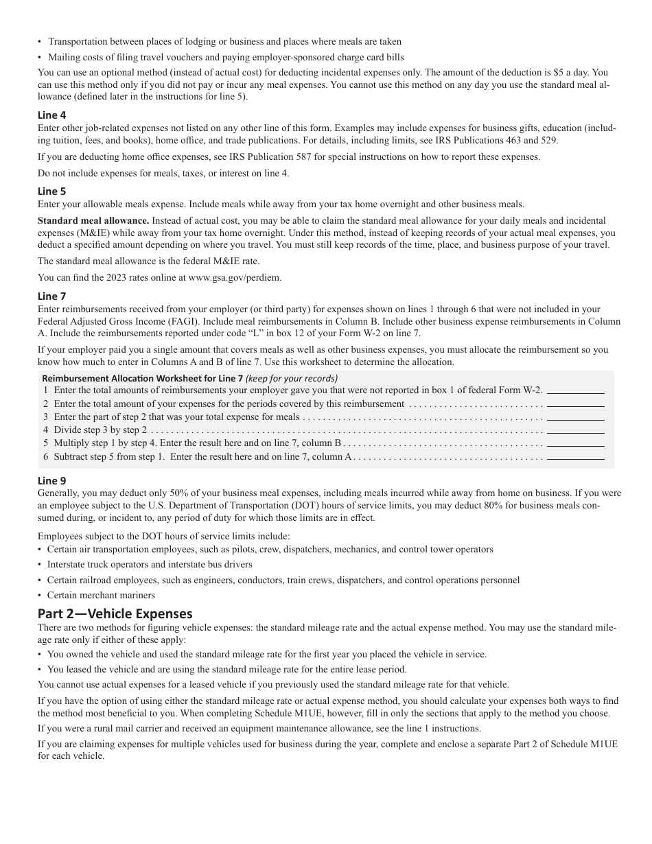 Schedule M1UE Unreimbursed Employee Business Expenses - Minnesota, Page 4