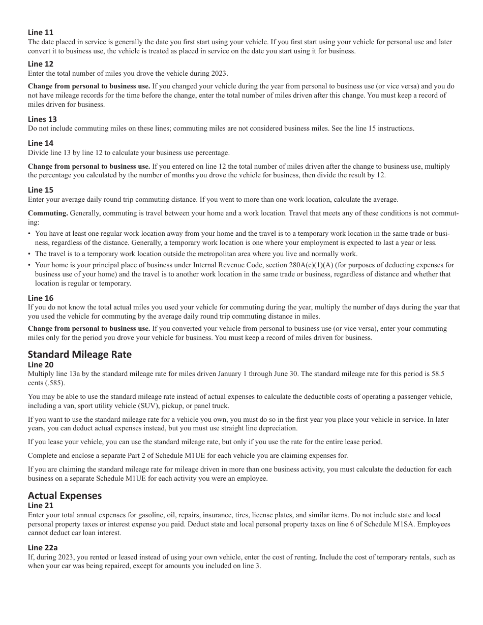 Schedule M1UE Unreimbursed Employee Business Expenses - Minnesota, Page 5
