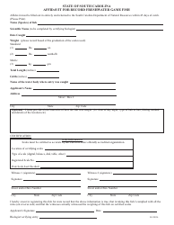 Affidavit for Record Freshwater Game Fish - South Carolina