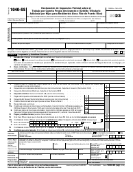 Document preview: IRS Formulario 1040-SS (SP) Declaracion De Impuestos Federal Sobre El Trabajo Por Cuenta Propia (Incluyendo El Credito Tributario Adicional Por Hijos Para Residentes Bona Fide De Puerto Rico) (Spanish), 2023