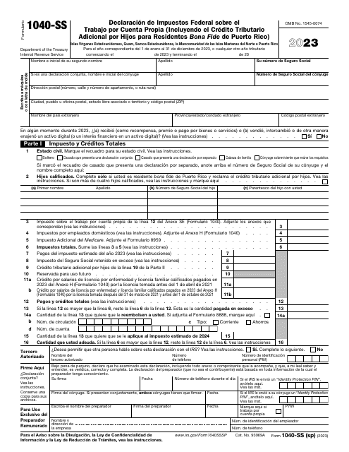 IRS Formulario 1040-SS (SP) 2023 Printable Pdf