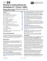 Instructions for IRS Form 1065 Schedule K-1 Partner&#039;s Share of Income, Deductions, Credits, Etc. (For Partner&#039;s Use Only)