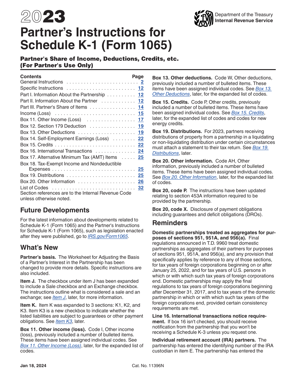 Instructions for IRS Form 1065 Schedule K-1 Partners Share of Income, Deductions, Credits, Etc. (For Partners Use Only), Page 1