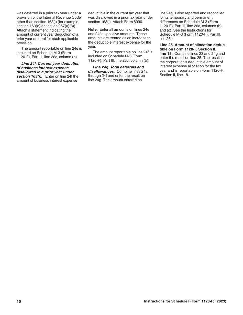Instructions for IRS Form 1120-F Schedule I Interest Expense Allocation Under Regulations Section 1.882-5, Page 10