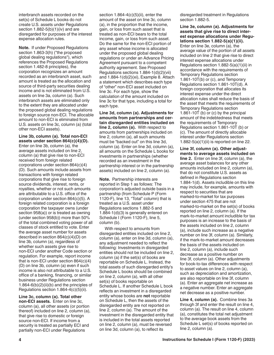 Instructions for IRS Form 1120-F Schedule I Interest Expense Allocation Under Regulations Section 1.882-5, Page 4
