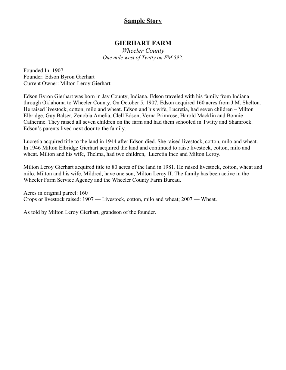 Family Land Heritage Application - Texas, Page 11