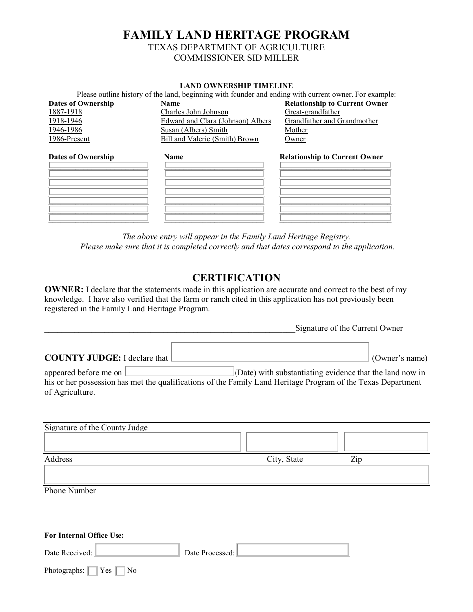 Family Land Heritage Application - Texas, Page 7