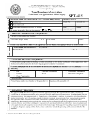 Form SPT-415 Technician Exam Application to Add a Category - Texas