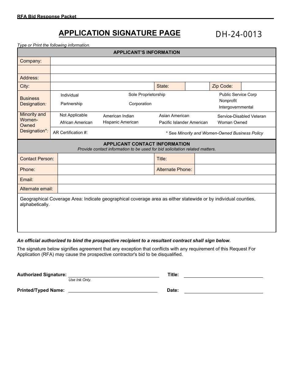 Form DH-24-0013 Request for Application - Diabetes Self-management Educational  Support (Dsmes) and Centers for Disease Control and Prevention (CDC) Diabetes Prevention Program (Dprp) - Arkansas, Page 2