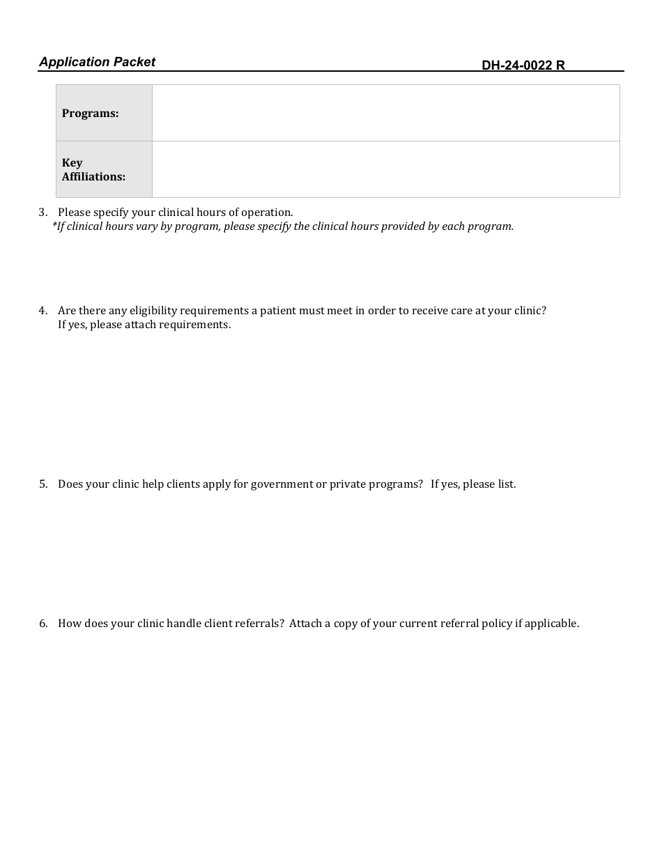 Form DH-24-0022 R Notice of Funds Availability Application Packet - Charitable Clinics - Arkansas, Page 11