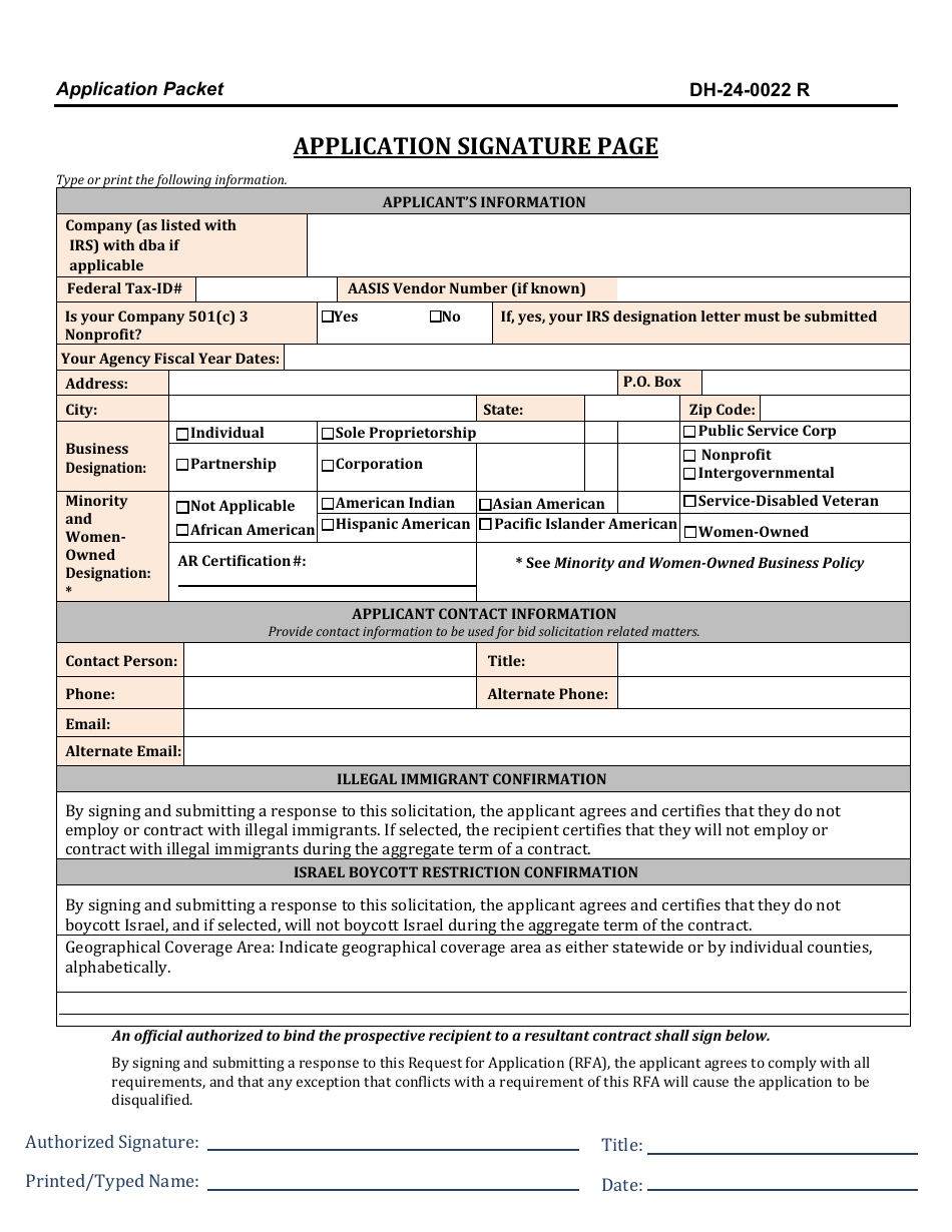 Form DH-24-0022 R Notice of Funds Availability Application Packet - Charitable Clinics - Arkansas, Page 2