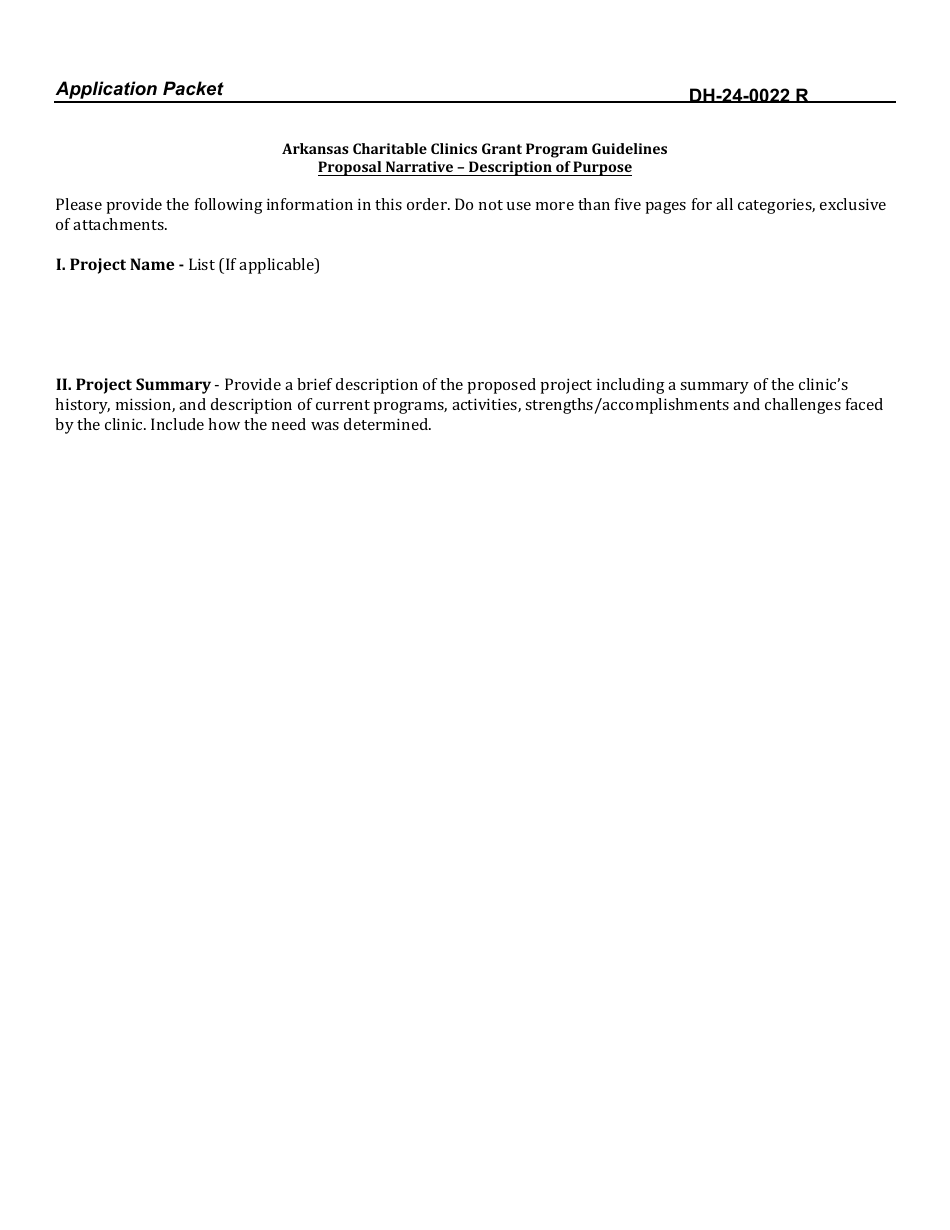 Form DH-24-0022 R Notice of Funds Availability Application Packet - Charitable Clinics - Arkansas, Page 5