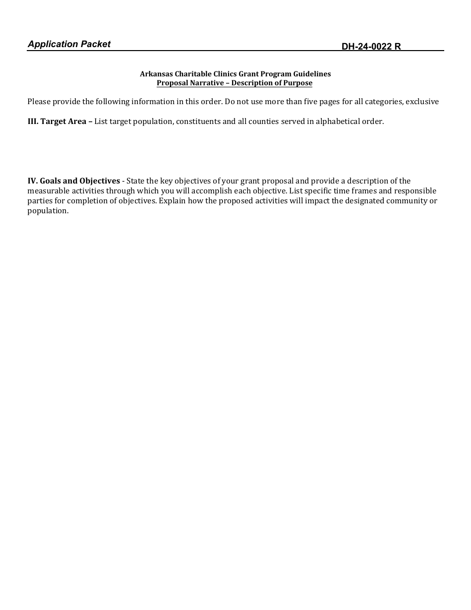 Form DH-24-0022 R Notice of Funds Availability Application Packet - Charitable Clinics - Arkansas, Page 6