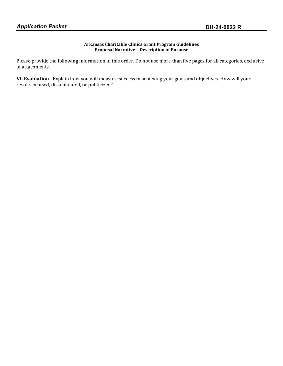 Form DH-24-0022 R Notice of Funds Availability Application Packet - Charitable Clinics - Arkansas, Page 8