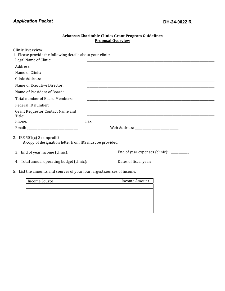 Form DH-24-0022 R Notice of Funds Availability Application Packet - Charitable Clinics - Arkansas, Page 9