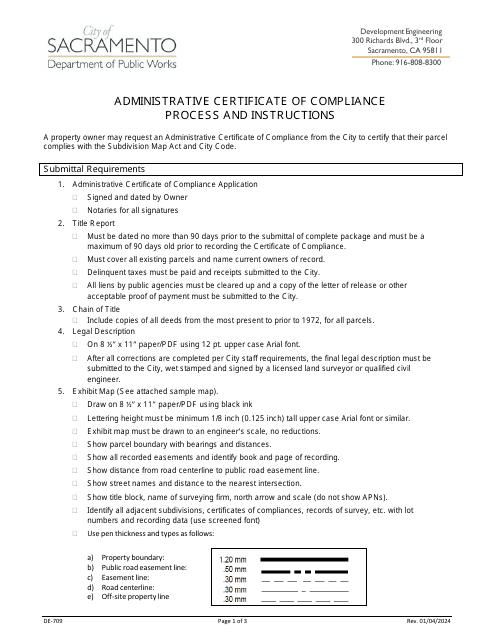 Instructions for Form DE-710 Administrative Certificate of Compliance Application - City of Sacramento, California