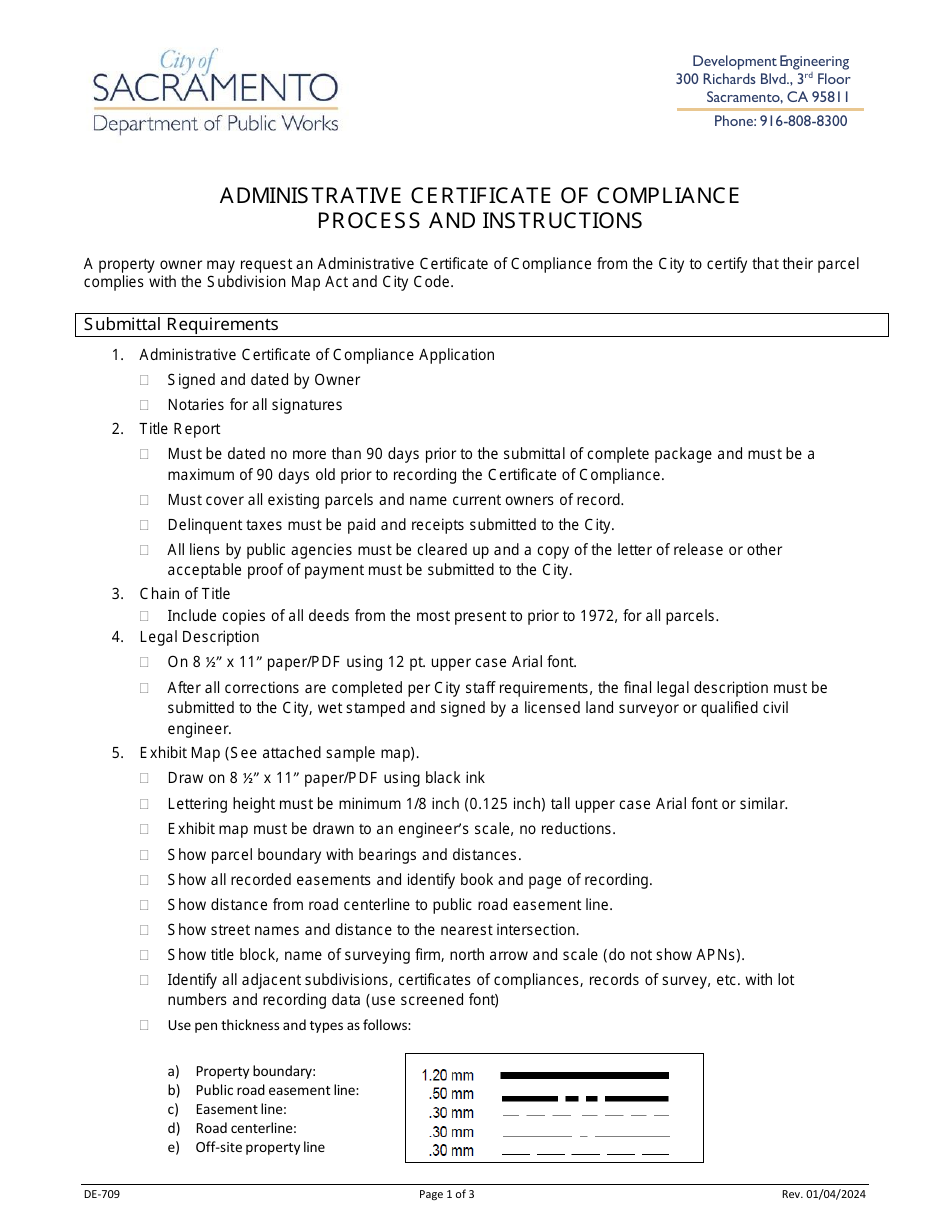 Instructions for Form DE-710 Administrative Certificate of Compliance Application - City of Sacramento, California, Page 1