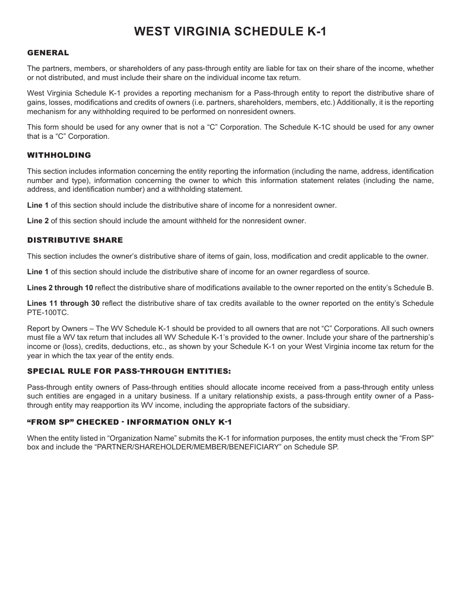 Schedule K-1 Schedule of Wv Partner / Shareholder / Member / Beneficiary Income, Loss, Modification, Credits, and Withholding - West Virginia, Page 3